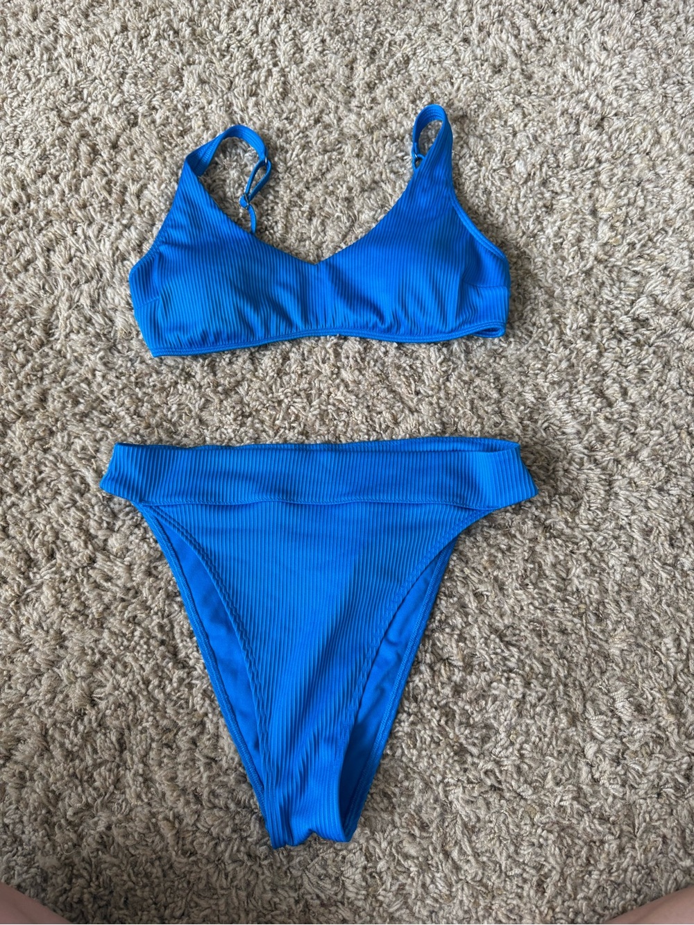 Hollister Bright Blue Ribbed Bikini Set
